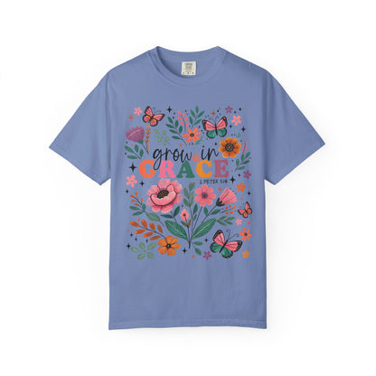 Grow in Grace Floral Christian T-Shirt