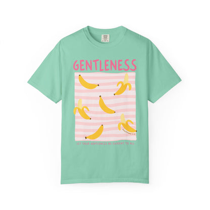 Gentleness Christian Scripture T-Shirt | Philippians 4:5 Banana Faith Graphic Tee | Comfort Colors Garment-Dyed Shirt