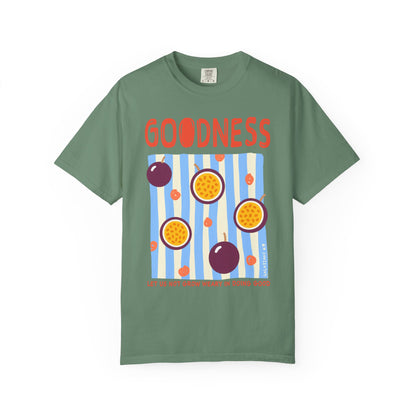 Goodness Christian Scripture T-Shirt | Galatians 6:9 Passion Fruit Faith Graphic Tee | Comfort Colors Garment-Dyed Shirt