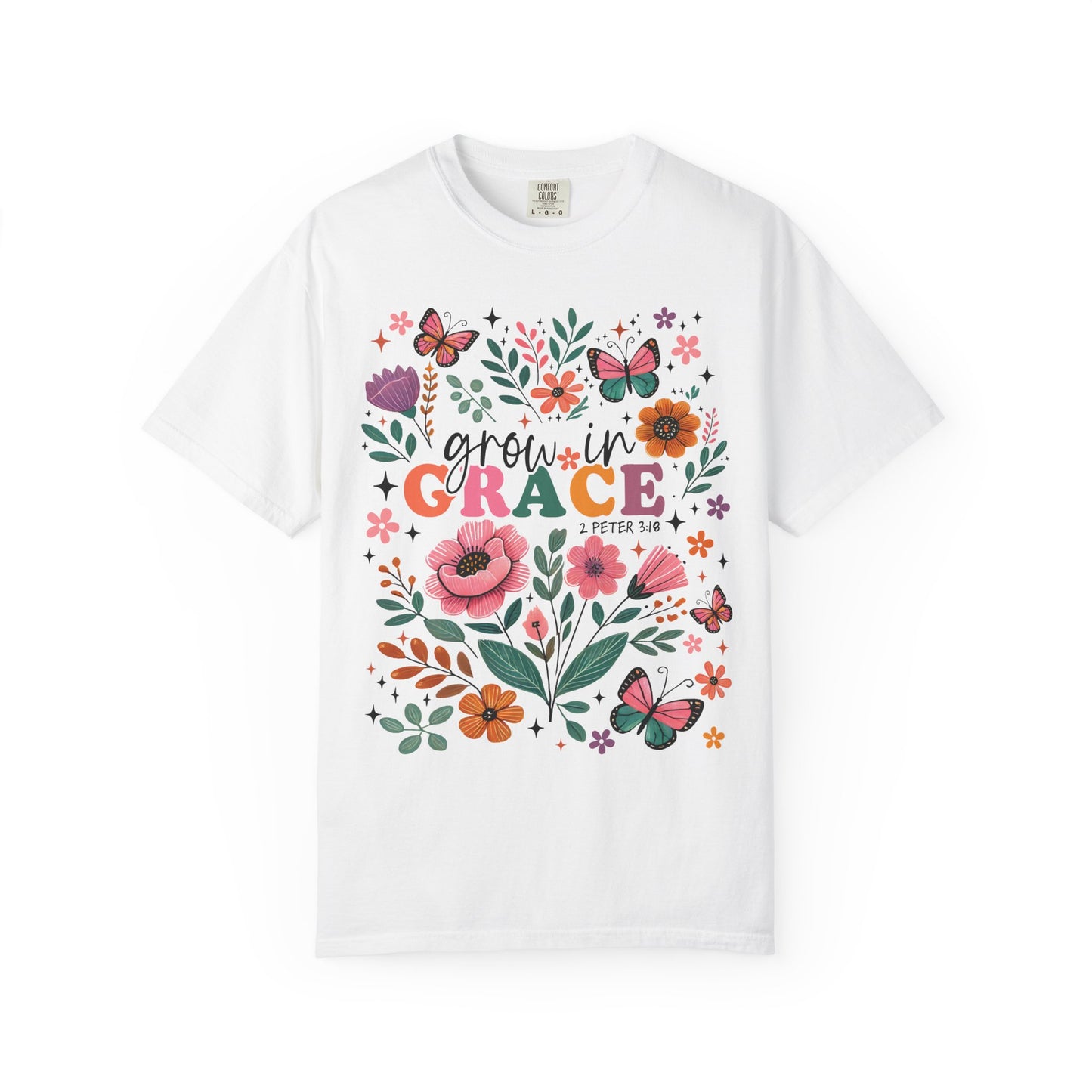 Grow in Grace Floral Christian T-Shirt