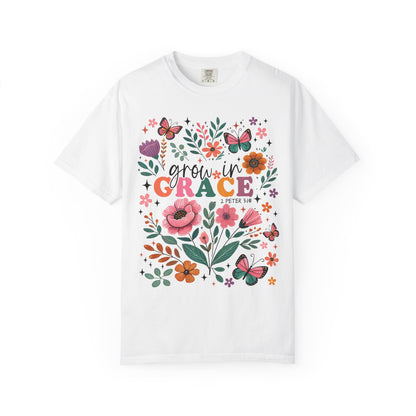 Grow in Grace Floral Christian T-Shirt