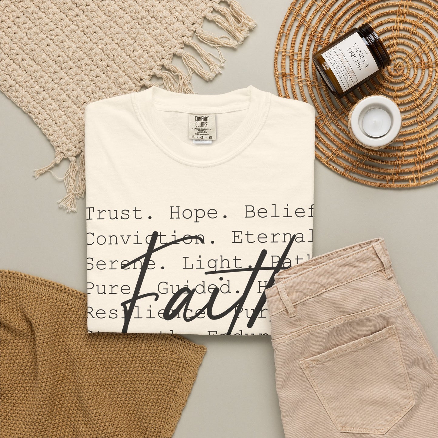 Faith Christian T-Shirt | Minimal Typography Faith Tee | Inspirational Scripture Shirt | Comfort Colors Garment-Dyed Tee