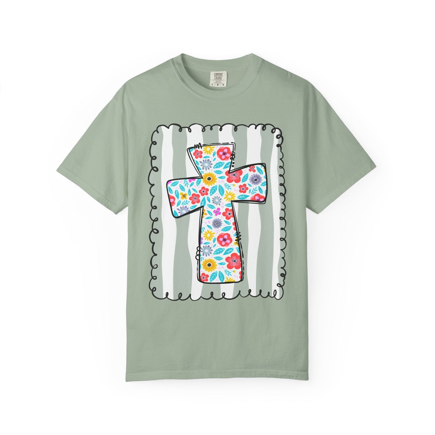 Floral Cross Christian T-Shirt | Faith Cross Comfort Colors Tee | Christian Floral Shirt | Inspirational Religious Gift