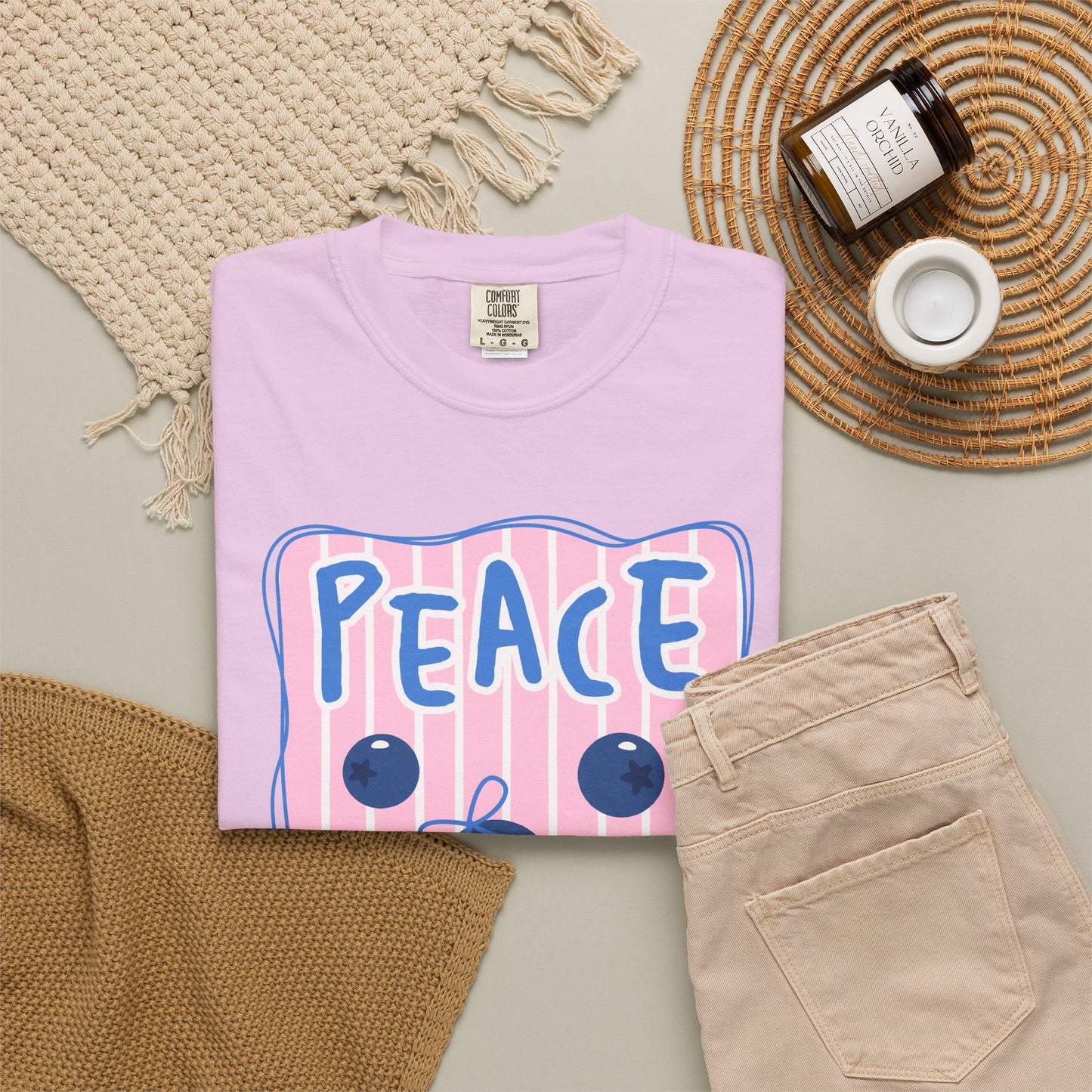 Peace Christian Scripture T-Shirt | Colossians 3:15 Blueberry Faith Graphic Tee | Comfort Colors Garment-Dyed Shirt
