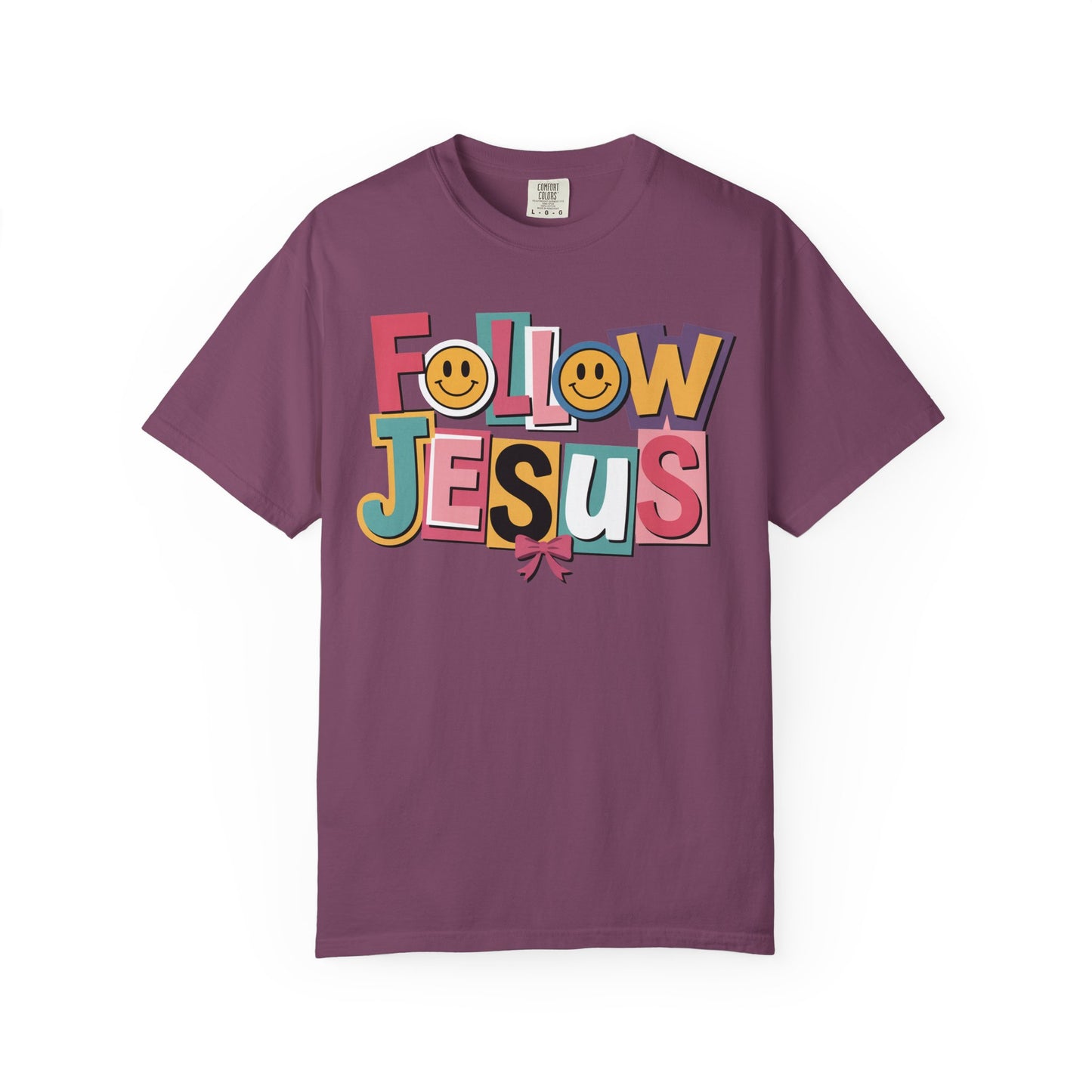 Follow Jesus Christian T-Shirt | Colorful Faith Tee | Inspirational Christian Shirt | Comfort Colors Garment-Dyed Tee