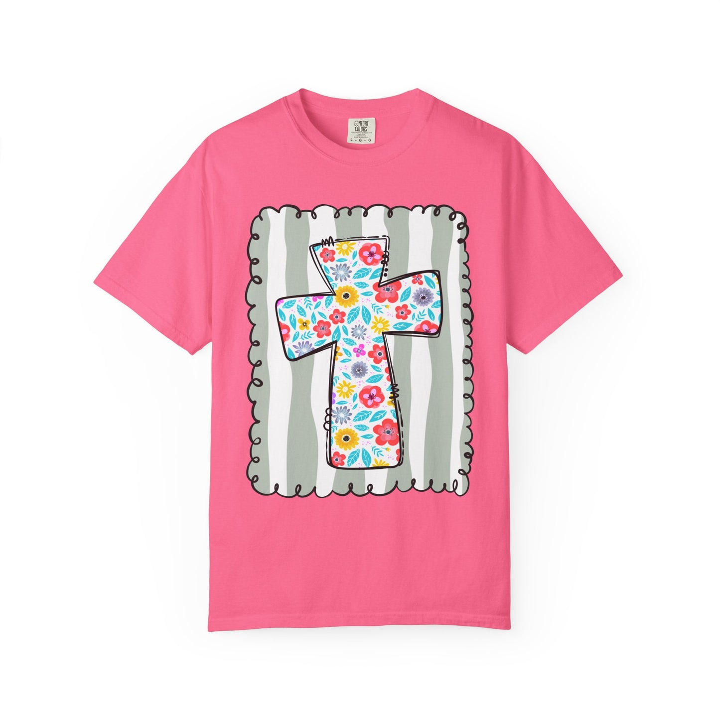 Floral Cross Christian T-Shirt | Faith Cross Comfort Colors Tee | Christian Floral Shirt | Inspirational Religious Gift