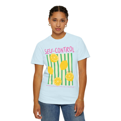 Self-Control Christian Scripture T-Shirt | Proverbs 25:28 Lemon Faith Graphic Tee | Comfort Colors Garment-Dyed Shirt