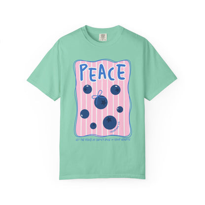 Peace Christian Scripture T-Shirt | Colossians 3:15 Blueberry Faith Graphic Tee | Comfort Colors Garment-Dyed Shirt