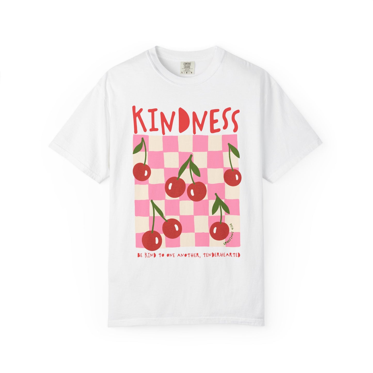 Kindness Christian Scripture T-Shirt | Ephesians 4:32 Cherry Faith Graphic Tee | Comfort Colors Garment-Dyed Shirt