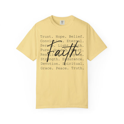 Faith Christian T-Shirt | Minimal Typography Faith Tee | Inspirational Scripture Shirt | Comfort Colors Garment-Dyed Tee