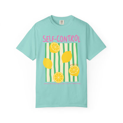 Self-Control Christian Scripture T-Shirt | Proverbs 25:28 Lemon Faith Graphic Tee | Comfort Colors Garment-Dyed Shirt