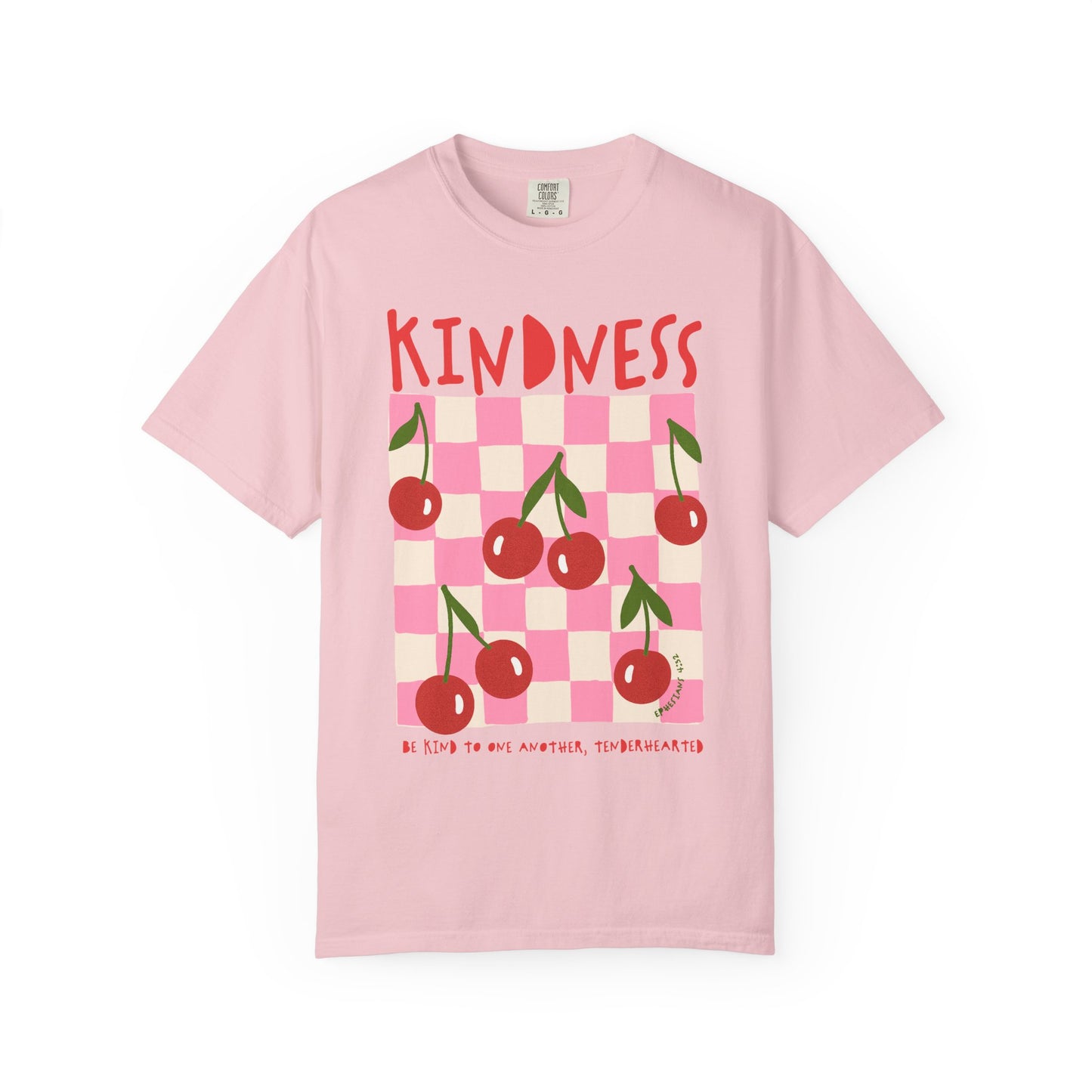 Kindness Christian Scripture T-Shirt | Ephesians 4:32 Cherry Faith Graphic Tee | Comfort Colors Garment-Dyed Shirt