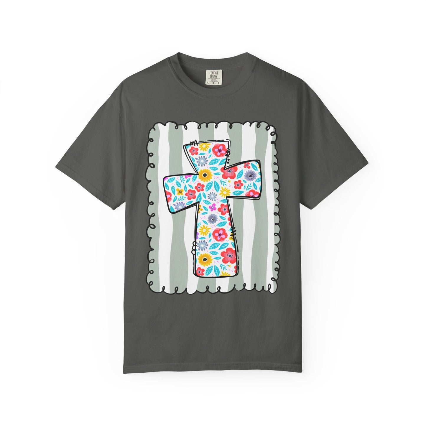 Floral Cross Christian T-Shirt | Faith Cross Comfort Colors Tee | Christian Floral Shirt | Inspirational Religious Gift