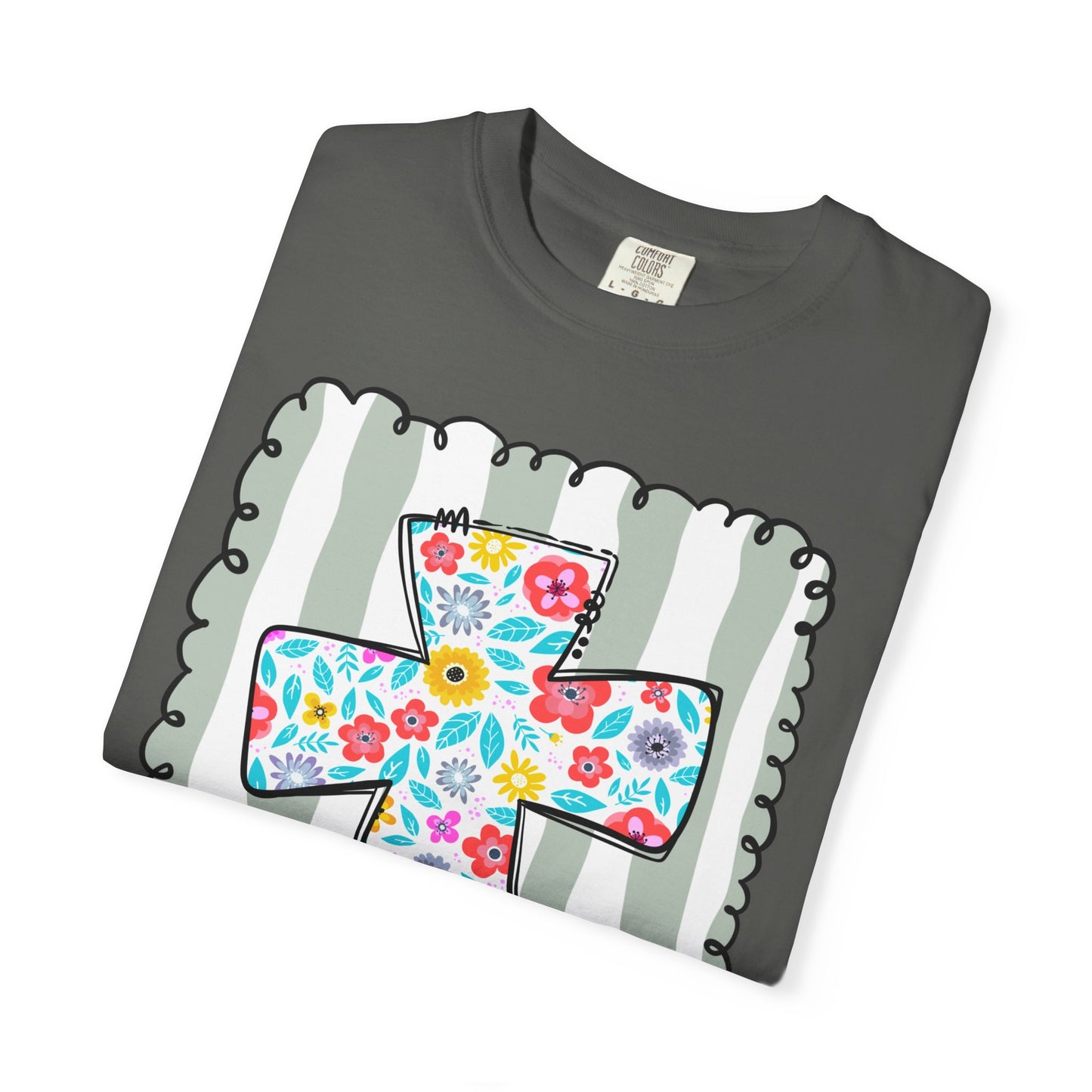 Floral Cross Christian T-Shirt | Faith Cross Comfort Colors Tee | Christian Floral Shirt | Inspirational Religious Gift
