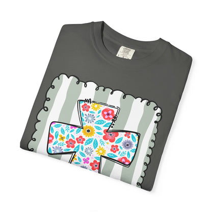 Floral Cross Christian T-Shirt | Faith Cross Comfort Colors Tee | Christian Floral Shirt | Inspirational Religious Gift