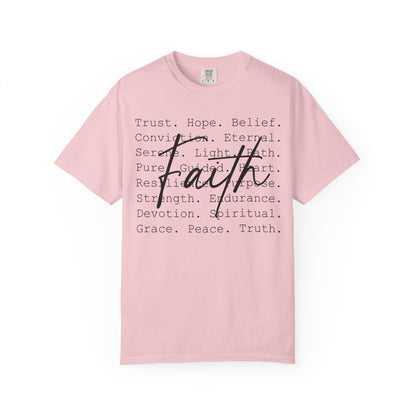 Faith Christian T-Shirt | Minimal Typography Faith Tee | Inspirational Scripture Shirt | Comfort Colors Garment-Dyed Tee