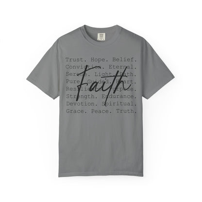 Faith Christian T-Shirt | Minimal Typography Faith Tee | Inspirational Scripture Shirt | Comfort Colors Garment-Dyed Tee