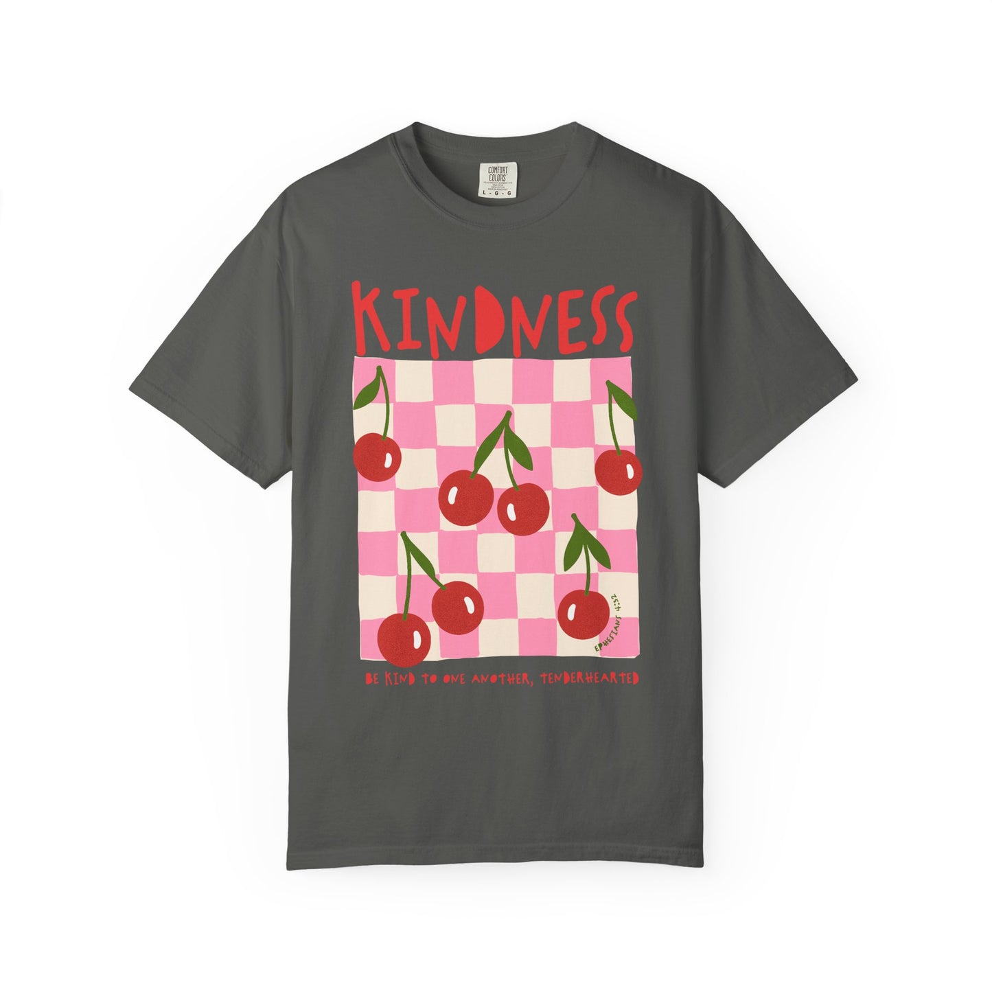 Kindness Christian Scripture T-Shirt | Ephesians 4:32 Cherry Faith Graphic Tee | Comfort Colors Garment-Dyed Shirt
