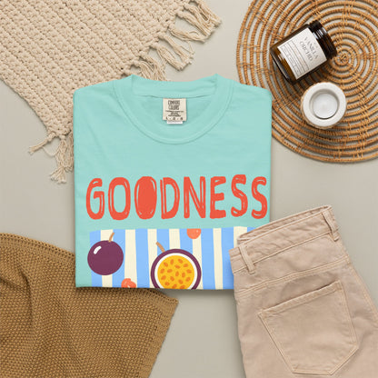 Goodness Christian Scripture T-Shirt | Galatians 6:9 Passion Fruit Faith Graphic Tee | Comfort Colors Garment-Dyed Shirt
