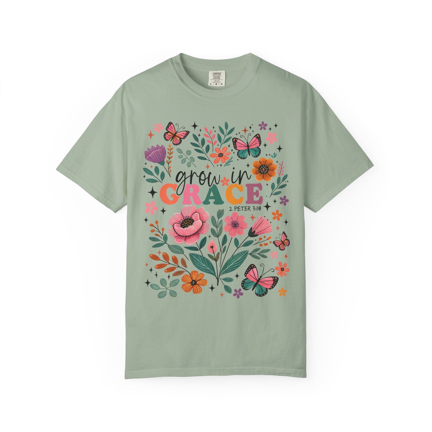 Grow in Grace Floral Christian T-Shirt