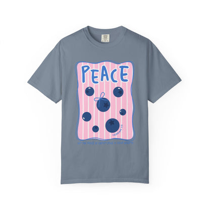 Peace Christian Scripture T-Shirt | Colossians 3:15 Blueberry Faith Graphic Tee | Comfort Colors Garment-Dyed Shirt