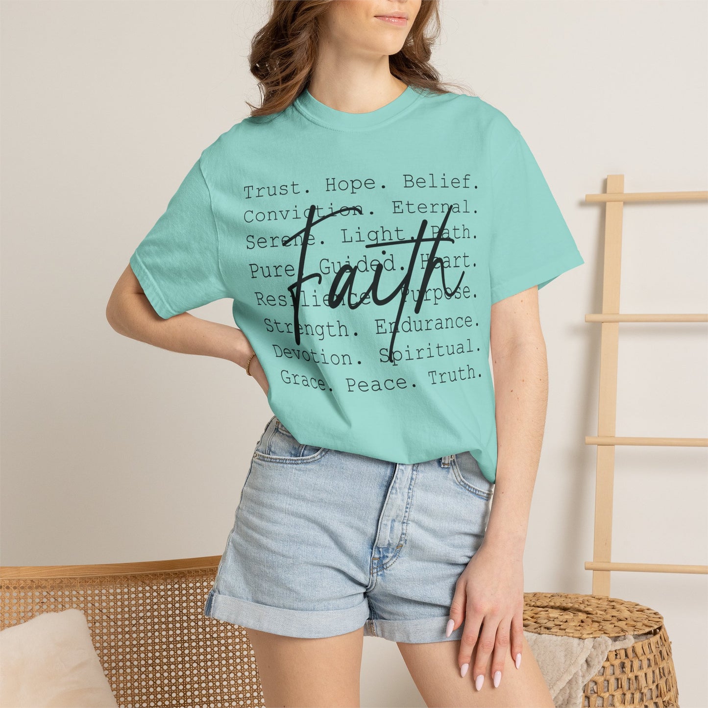 Faith Christian T-Shirt | Minimal Typography Faith Tee | Inspirational Scripture Shirt | Comfort Colors Garment-Dyed Tee