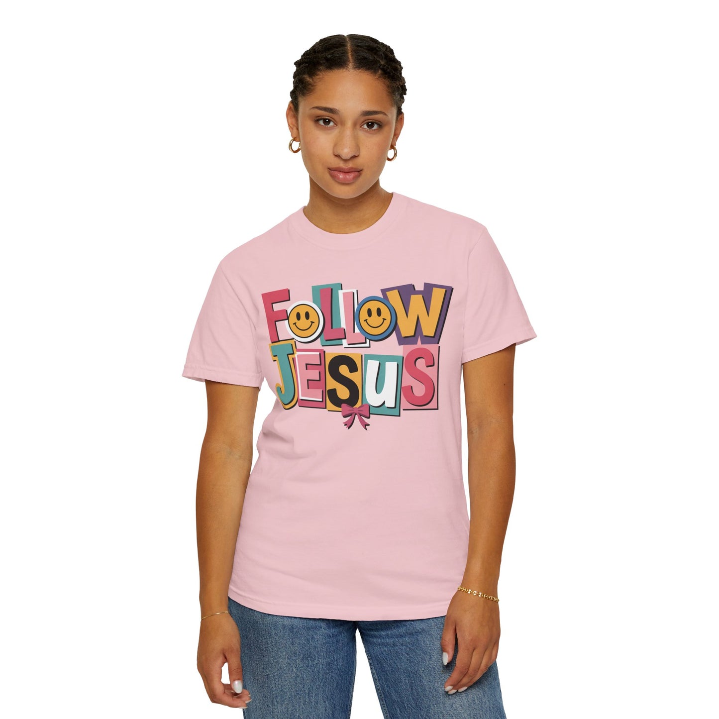Follow Jesus Christian T-Shirt | Colorful Faith Tee | Inspirational Christian Shirt | Comfort Colors Garment-Dyed Tee
