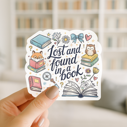 Lost and Found in a Book – Bookworm Vinyl Sticker