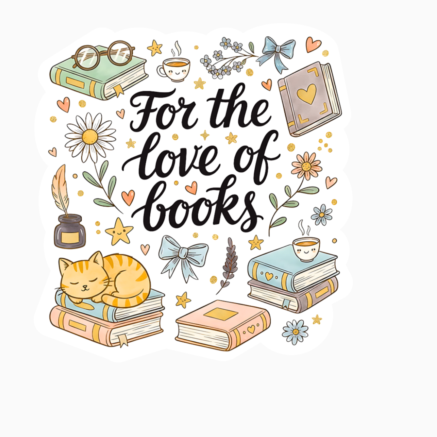 For the Love of Books – Cat & Book Vinyl Sticker