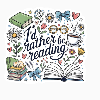 I’d Rather Be Reading – Book Lover Vinyl Sticker