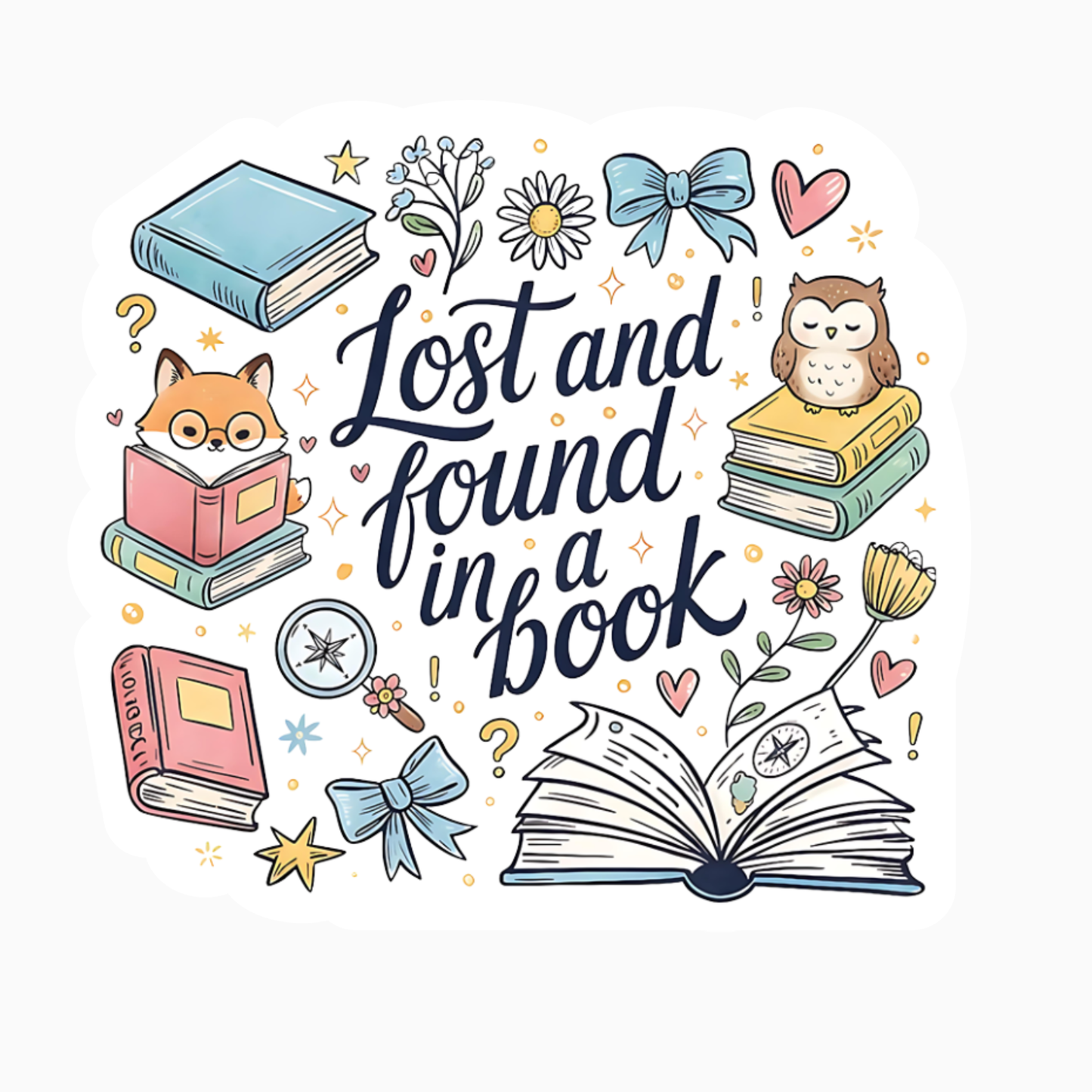Lost and Found in a Book – Bookworm Vinyl Sticker